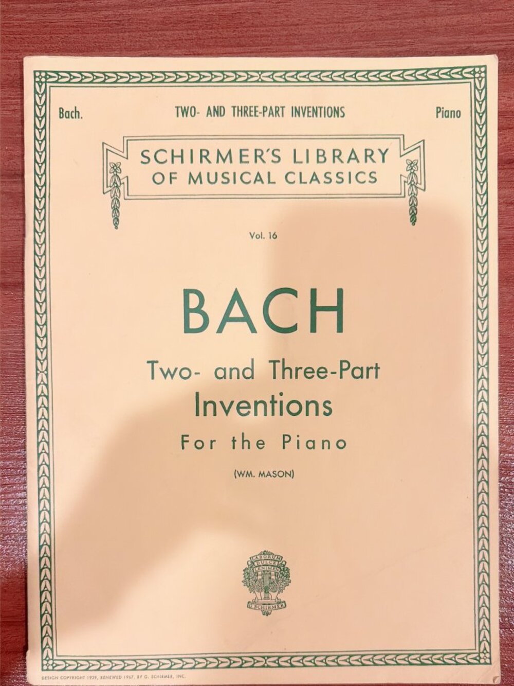 Bach Two and Three Part Inventions For Piano Vol 16 Schirmer Library Sheet Music